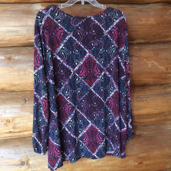 Catherines Paisley & Lace Boho Flowy Patchwork Print Pullover Size 2X; 22/24W - Picture 2 of 5